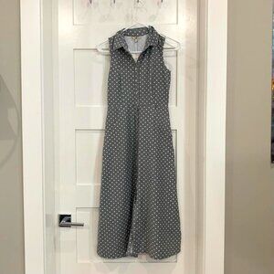 button down polka dot grey dress
